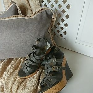 Cool gray and cork wedges